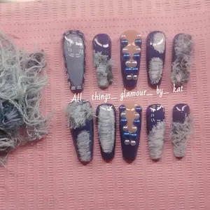 All Things Glamour by Kat Cut Jeans Nails Set with Unique Design and Colorful Details