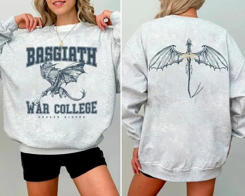 [Sale off up to 50%] Fourth Wing 4 Legs Dragon Sweatshirt, Basgiath College 2-Sided Sweatshirt, Booktok Crewneck, Vintage Fourth Wing Shirt, Dragon Rider Shirt, Graphic Streetwear shirt
