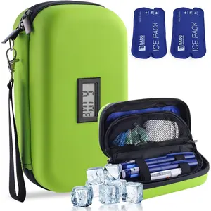 Insulin Cooler Travel Case TSA Approved Refrigerated Medicine Cooler for Travel w/Thermometer Temperature Diabetic Travel Case w/2 Reable Ice Packs for Daily Life Trip