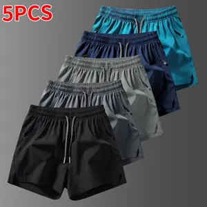 Men’s 5-pack quick-dry casual athletic shorts — summer loose, breathable fit; quick-dry fabric men’s shorts with a loose straight cut; lightweight, quick-drying, breathable—ideal for fitness, running, and outdoor leisure.