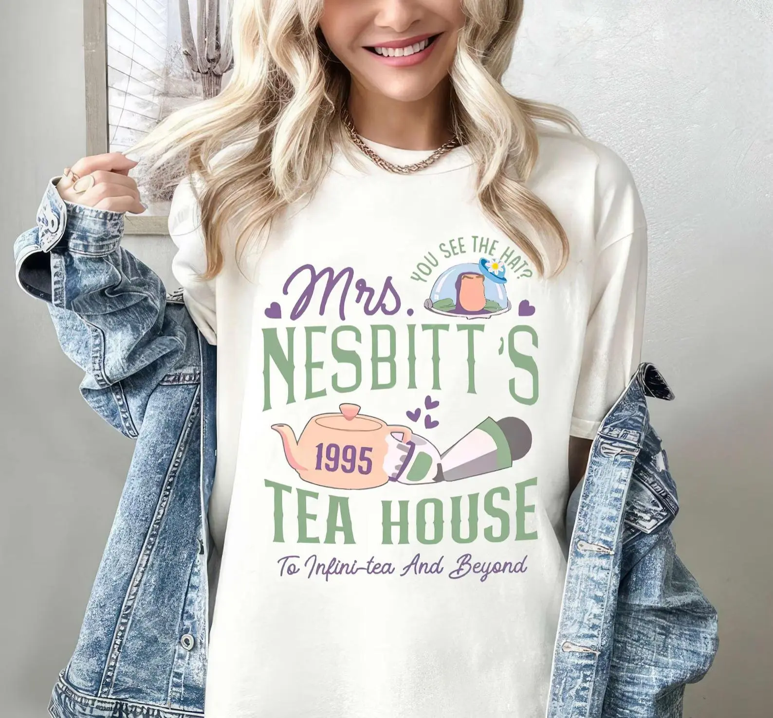Toys Tea House T-shirt, Graphic Tee, WDW Buzz Lightyear Mrs. Nesbitt’S Tea House 1995 Shirt, Family Matching Tee
