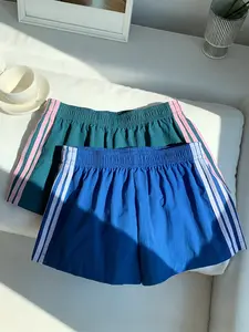Women's Summer Casual Loose Fit Striped Shorts, Side Stripe Design Elastic Waistband Comfortable Daily Wear, Perfect for Everyday Relaxed Fit Shorts
