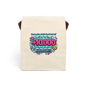Aura Points Lunch Bag | Funny Kids Canvas Lunch/Snack Bag With Strap | +10,000 Aura Points Back-to-School Gift
