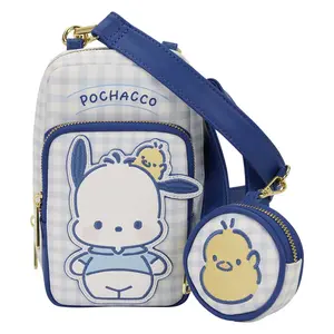 Loungefly Sanrio Pochacco Gingham Cellphone Crossbody Bag with Coin Bag