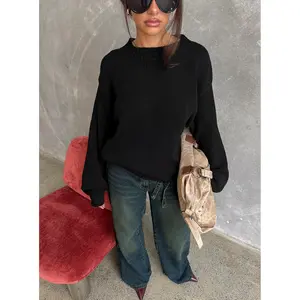 Harmony Balloon Sleeve Knit Sweater Black
