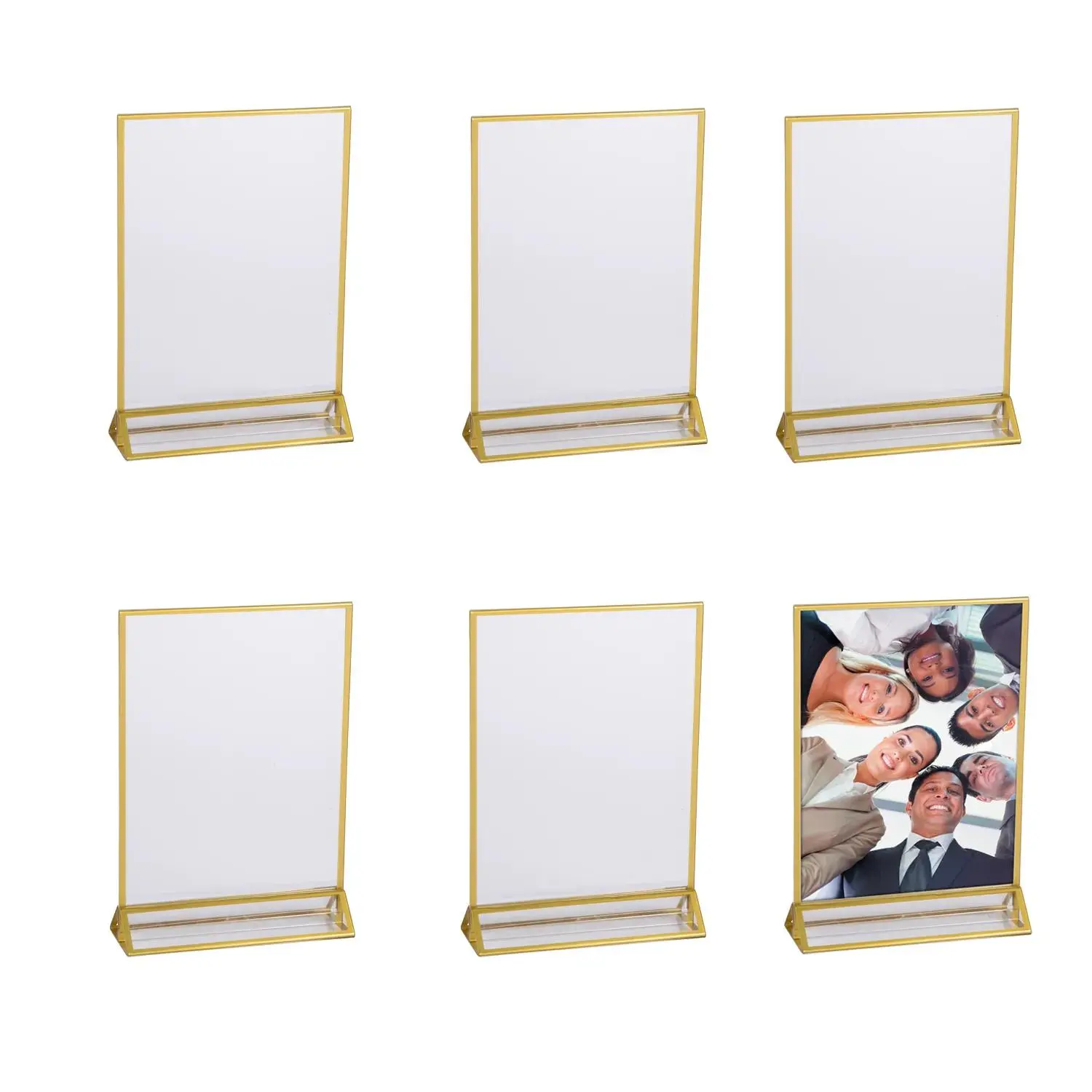 Bulk Rectangle Photo Party Decoration Frames with Gold Trim, Upright Stand & Decor - 6 Pc.