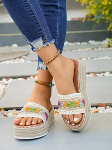 Women's Thick Sole Anti-Slip Slippers, Casual Breathable Open Toe Sandals, Beach Walking Shoes, Travel Versatile Footwear