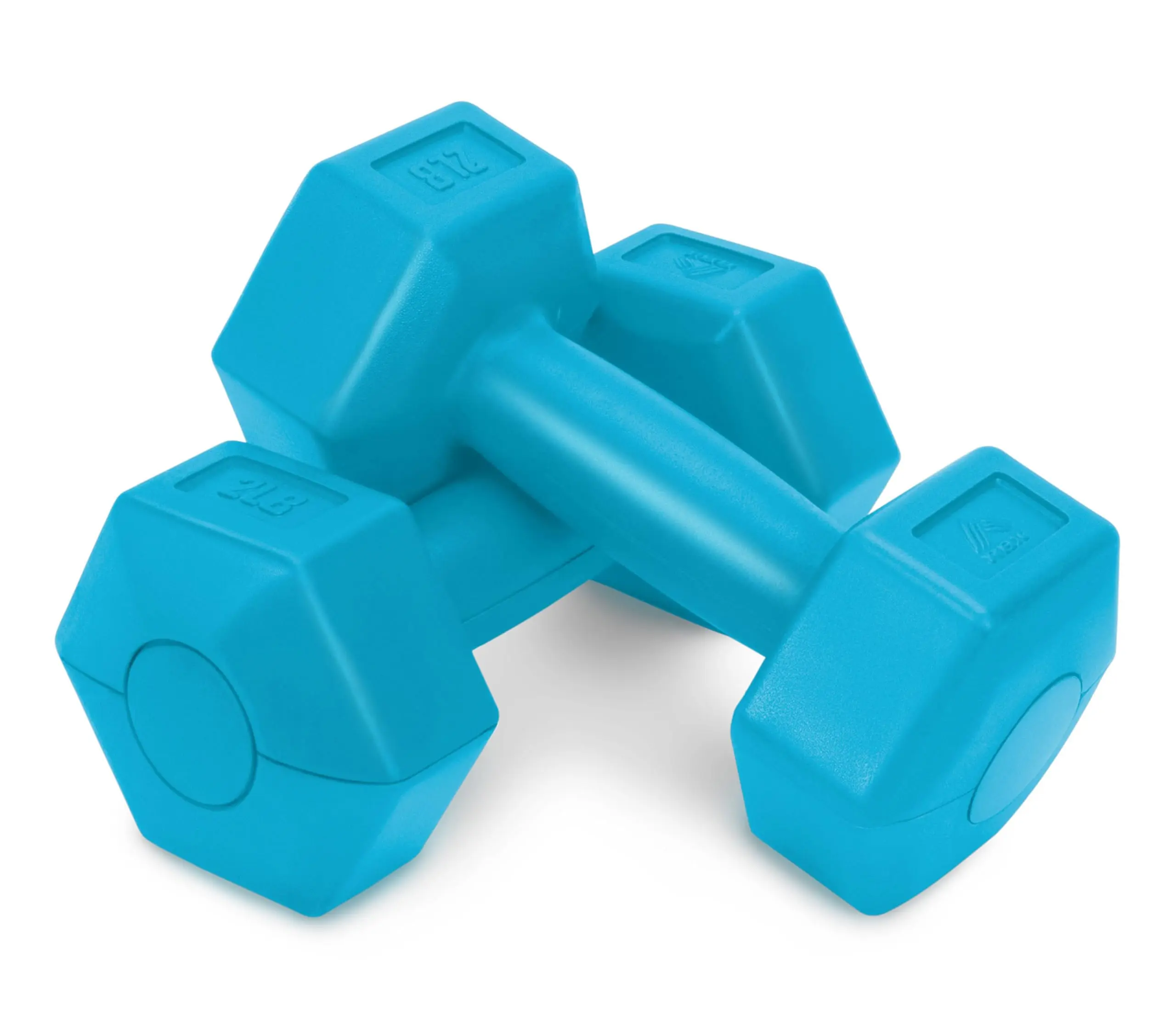 RBX Vinyl Coated Hand Weight Dumbbell Set - Hex Shaped, Roll Free for Body Building/Sculpting/Strength Training Exercise, (Set of 2)