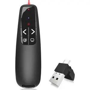 Wireless Presentation Clicker PowerPoint Presenter Remote : USB Type C Clicker with Red Laser Pointer Long Range PPT Control -Power Point Google Slide Advancer for Mac Laptop PC Computer Keynote