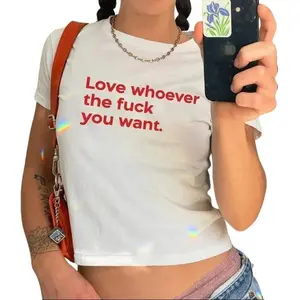 Love Whoever You Want Baby Tee, LGBTQ Pride Baby Tee, Y2k Shirt Trendy Funny Baby Tee