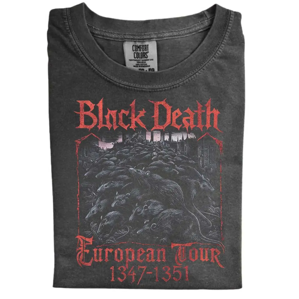 The Vintage Black Death European Tour Comfort Color, Vintage Game Shirt, Gift for Men, Gift for Women, Crew Neck T-shirt, Trending T-shirt