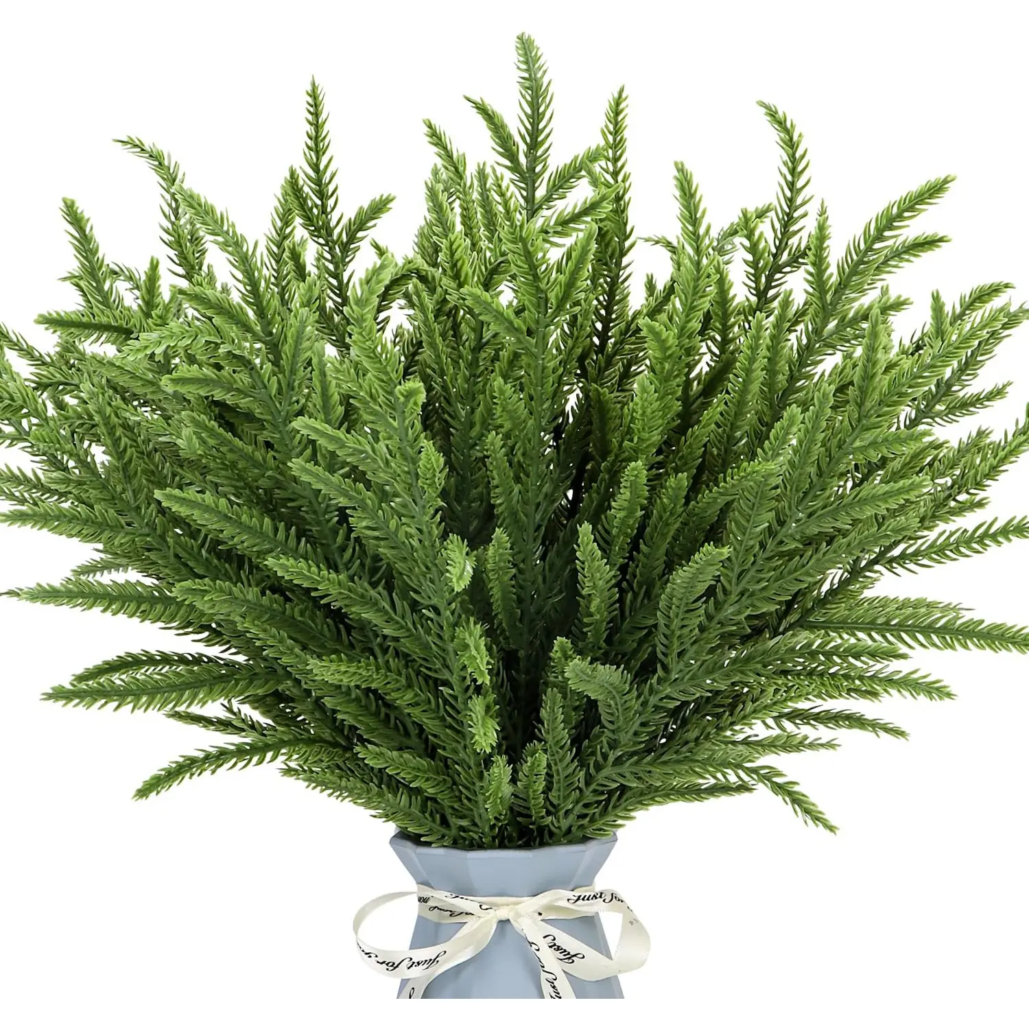 24Pcs Norfolk Pine Branches Stems 13.5" Artificial Pine Needles Sprigs Norfolk Pine Garland Accessories Vase Fillers Winter Fake Christmas Tree Picks Greenery Sprays for DIY Wreaths (24, Green)