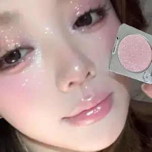 Aurora Diamond Prismatic Glow Shimmer Highlighter Powder, Glowy Highlighter, Long-Lasting Natural Glow, Non-Smudge Face Contour Makeup, Perfect for Music Festivals & Gifts
