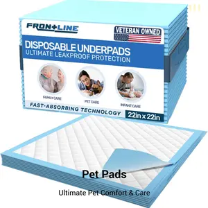 FRONTLINE Puppy Pee Pads 22" X 22" 80 Pack Ultra Absorbent Leakproof Potty Pads for Puppies Small Dogs & Cats Heavy Duty Fast Drying Wee Wee Pads for Indoor Training and Crates