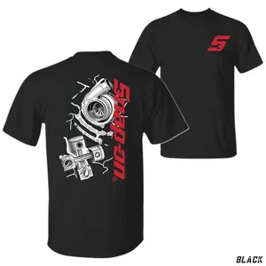 Quick-Fit Turbo Piston T-Shirt - Black T-Shirt with Turbocharger and Piston Pattern on the Back, Brand Quick-Fit, Mechanical Style, Unisex T-Shirt, Casual Wear, Fashion Trend, Gift for Car Enthusiasts, Birthday Gift, Men's Top Street Casual Wear