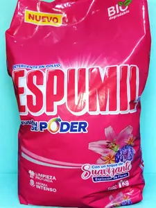 Espumil 1 kg or 2 kg Floral Scented Laundry Detergent Powder with Suavizante Fusion de Poder for El Salvador Super Fresh Odor Defense Scent Booster