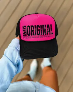 Stay Original-  Neon Pink and Black Unisex Foam Trucker Hat