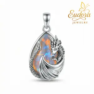 Eudora Spiritual Crystal Dragon Necklace, Natural Amethyst Rose Quartz, Protection Obsidian Cross Pendant for Healer, Modern Mystic Energy Balancing Jewelry Gift