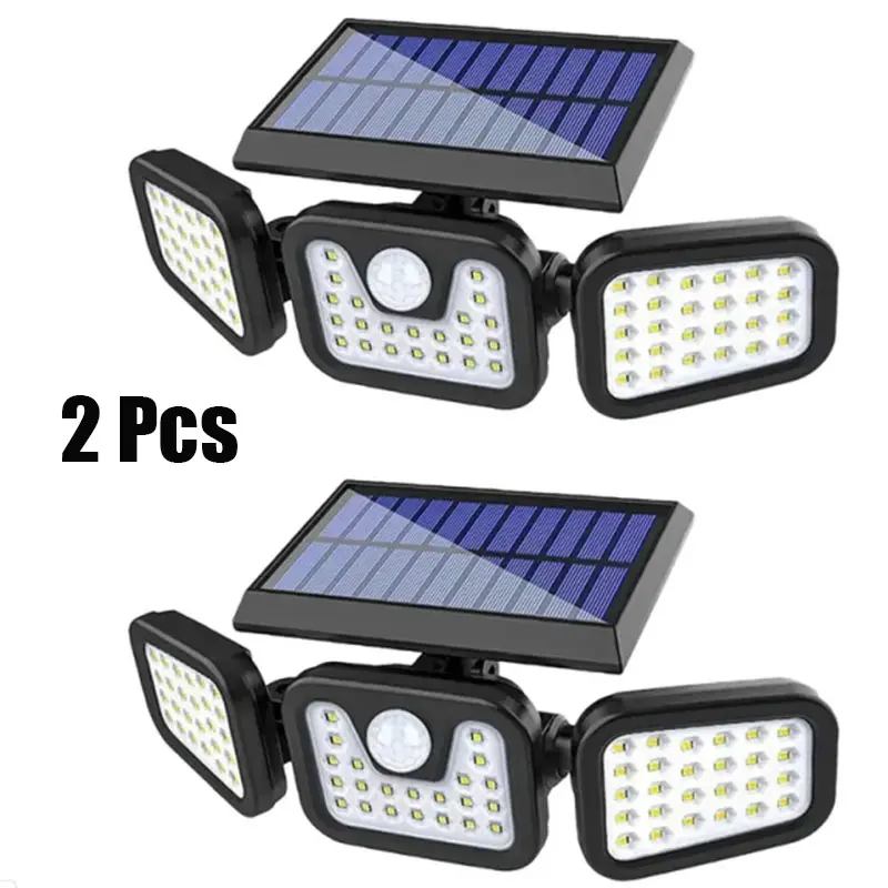 IP65 Waterproof Security Lamp New,2 Pack LED Dusk-to-Dawn Motion Sensor Solar Lights Outdoor ,3 Heads Dimmable SpotLights with 3 ModesStreet Lights, TikTokShopBlackFriday
