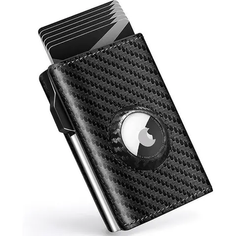 Men's Minimalist Durable Leather Card Carrying Holder - Slim Size RFID Blocking Smart Bifold Wallet with Money Clip, ID Window for Quick Checks, 1-7 Card Capacity, Compact for Everyday/Travel Use, Father's Day Gifts (Airtag Not Included)