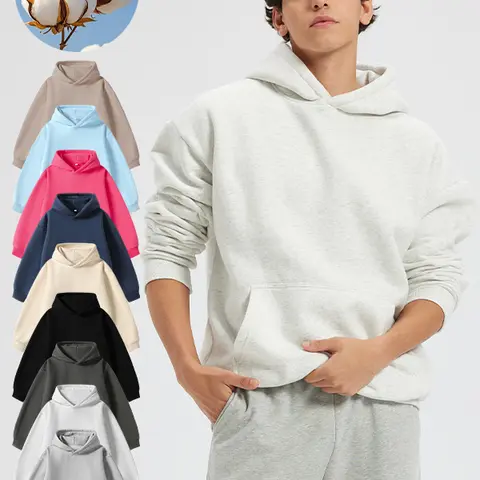 Men's Basic Long Sleeve Cotton Pullover Hooded Sweatshirt - Plain, Minimalist, Soft, Cozy, Everyday Tops, Menswear, Casual Mens Gifts for Daily Wear