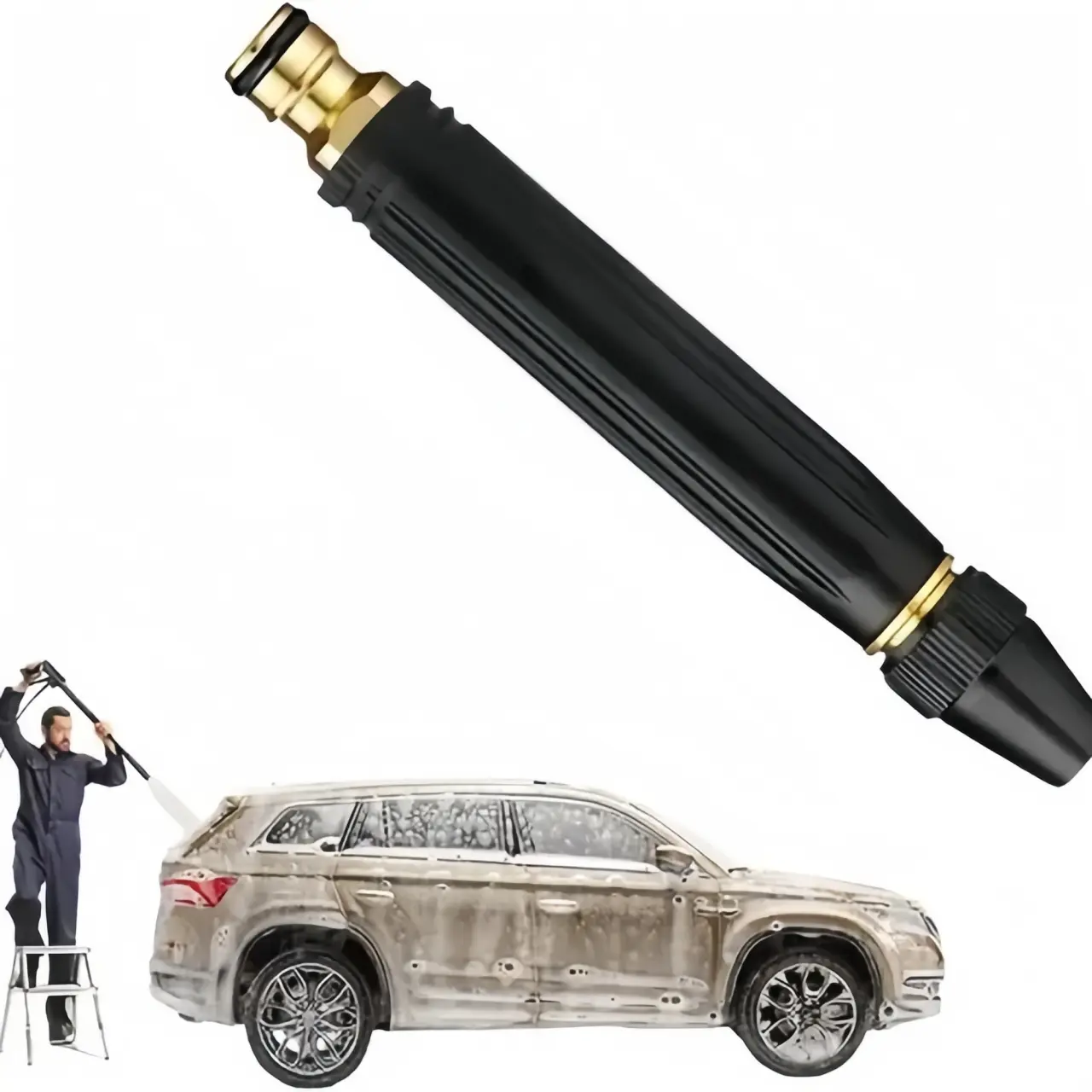 Car Wash Water Garden Hose Sprayer,Metal Heavy Duty High Pressure Water Hose Anti-Leakage Hose Nozzle with 3 Adjustable Spray Modes for Garden Watering & Car Pet Washing Rinsing Floor