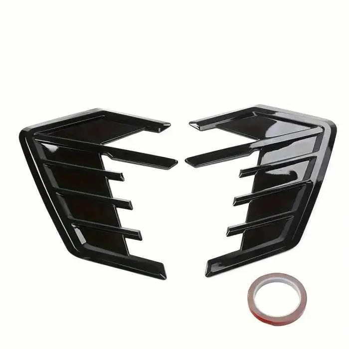 2-piece universal car side vent decorative sticker set – glossy black, carbon fiber texture exterior decoration, SUV car detailing product, car decals, car accessories