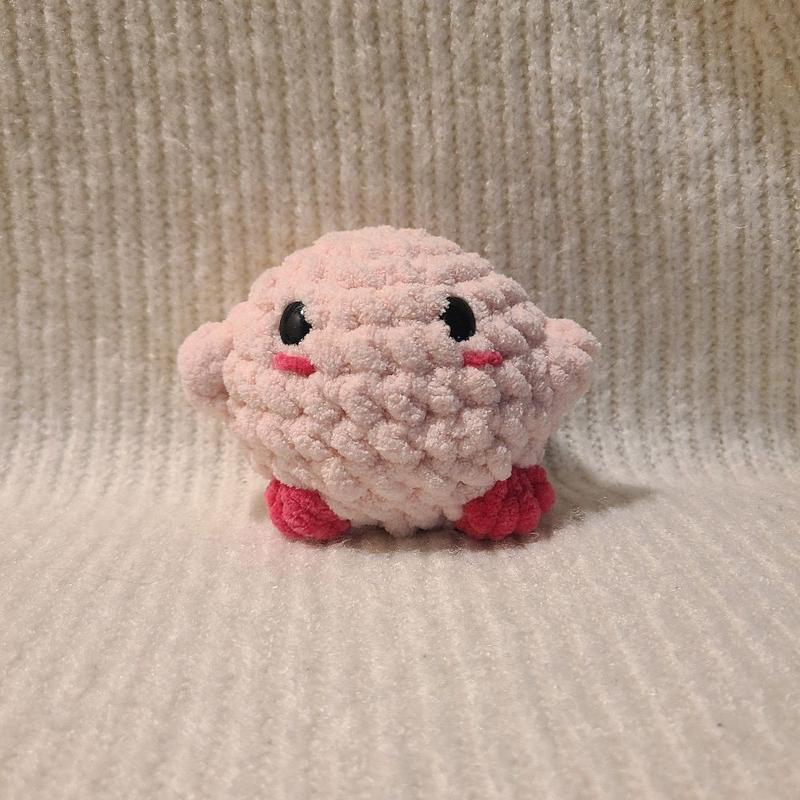 Pink Chubby Plushy - Soft Plush Toy with Light Pink Body, Hot Pink Feet, and Black Safety Eyes