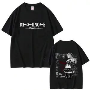 Death Note Misa Amane Front & Back Print T-Shirt, Black Oversized Anime Streetwear Top, Gothic "DEATH NOTE" Logo Tee for Men Women, Death Note Fan Gift & Darkcore Apparel