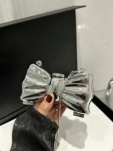 Elegant Bow Design Single Shoulder Bag, Mini Fashionable Casual Chain Crossbody Bag, Evening Party Bag for Women