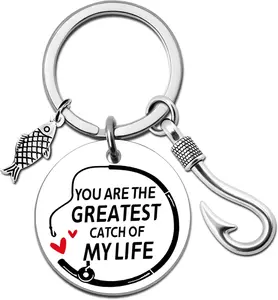 Fishing Gifts for Men Fisherman Gift for Boyfriend Husband Hubby Funny Fishings Lure Hook Keychain Personalized Gift for Fishing Lover for Birthday Sweetest Valentines Day Gifts for Him Boyfriend