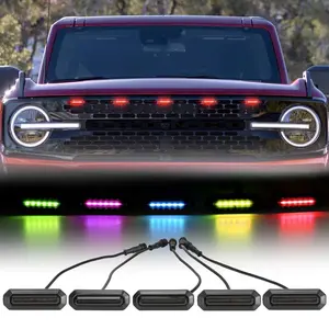 5PC RGB LED Grille Lights with App Control for 2021-2026 Ford Bronco 2/4 Doors Badlands/Wildtrak/Everglades