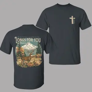 Christian Hunting T-Shirt, Deer Hunter Faith Graphic Tee, Religious Outdoor Shirt, Gift for Dad, Baptism Christian Graphic Tee, Casual Mens T-Shirt