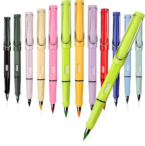 12 Pcs Colored Eternal Pencils Forever Pencil Infinity Pencil with Eraser for Writing Drawing Home Office School Supplies