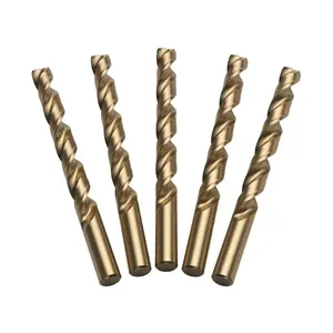 M35 Cobalt HSS Jobber Length Twist Drill Bit with Straight Shank, Heavy Duty, Drilling for Cast Iron, Heat-Treated Steel, Stainless Steel and Other Hard Materials, 5 count, 1/2"