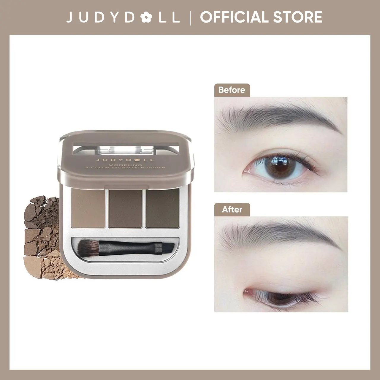 JUDYDOLL 3 Shade Eyebrow Powder, Multi Uses, Smooth & Fitting, Waterproof, Sweat-Resistant, Fine Powder Texture, Skin-Friendly, Easy To color, Long-Lasting, Makeup, Cosmetics, Refresh Look, Summerwins