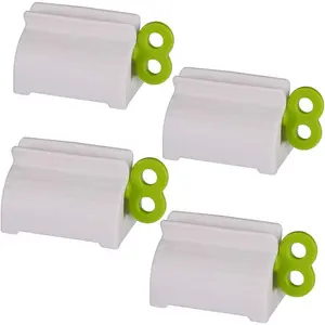 A set of 4 toothpaste tube rollers - manual squeeze tool, toothbrush squeezer, clip holder/winder, colors random.