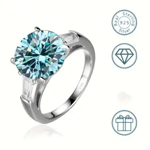 Multi-Color 5ct Moissanite Statement Ring | 925 Sterling Silver Luxury Style | Fashion Wedding & Holiday Accessory | Ideal Gift for Lover