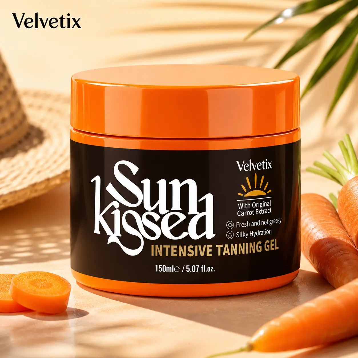 Velvetix Tanning Body Gel | Lightweight Bronzing Gel for Beach & Vacation Glow | Smooth, Fast-Absorbing Formula | 5.07 Oz#Summervibes