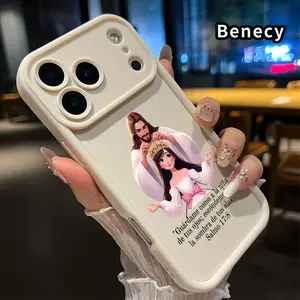 Phone Case for iPhone 17 Pro Max 16 15 14 Plus 13 12 Mini 11 XR X XS Air E Divine Crown Blessing Pattern Anti-Scratch Shockproof Soft Silicone Protective Cover Smartphone Casing Protection Cellphone Protector
