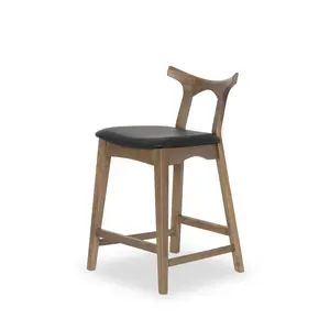 Dora 29" Black Leather Bar Stool - Set of 2