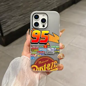 1 Lightning McQueen phone case, fashionable and creative trendy iPhone phone case, 2-in-1 double-layer material, dopamine color matching, suitable for iPhone 17 Pro Max, compatible with iPhone 7-17 series/Pro/Pro Max/Plus/Air/E/X/XS/XR