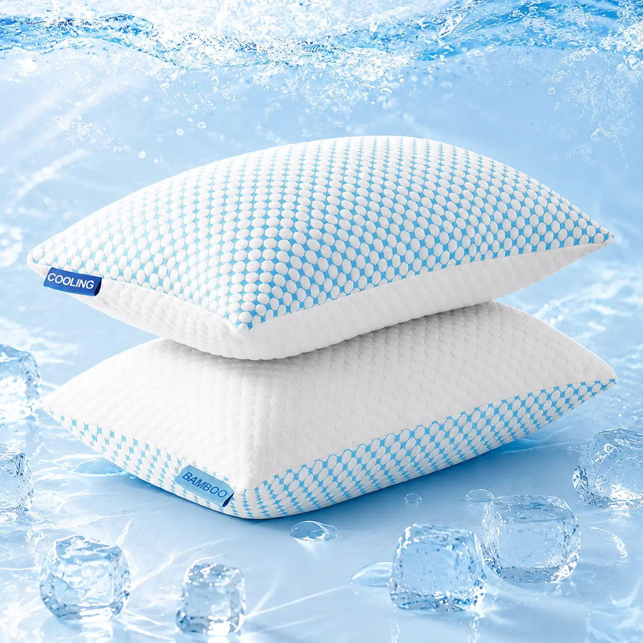 【Back to School】EASELAND Cooling Pillows 2 Pack, Adjustable Shredded Memory Foam Bed Pillows with Washable Cooling Covers, Queen Size, Supportive for Side & Back Sleepers