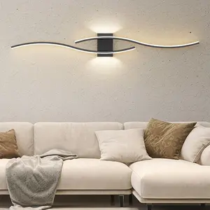 Modern LED Wall Light with Remote Control, Dimmable S-Shaped Design, 60/80cm Wall Mount Lamp for TV Background, Bedroom, Hallway Decor, Home Lighting, Decorative Lighting, LED Ambient Light