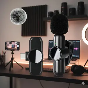 Wireless Lavalier Microphone: Plug & Play Noise-Canceling USB Rechargeable Mic for Smartphone, Ideal for Live Streaming, Vlogging, Interview Recording & Content Creation. Portable Clip-On Design, Clear Audio for Short Videos & Social Media.