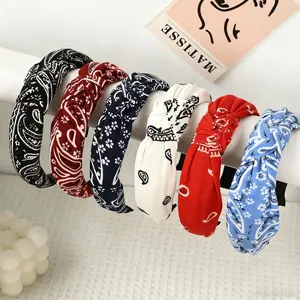Women's 6PCS Vintage Elegant Fabric Sports Headbands Set - Adjustable, Flexible, Rotating Twist Knot Headwear with Floral-Paisley Print, Soft Texture, Daily Use Nurse Scarf Wrap Accessory