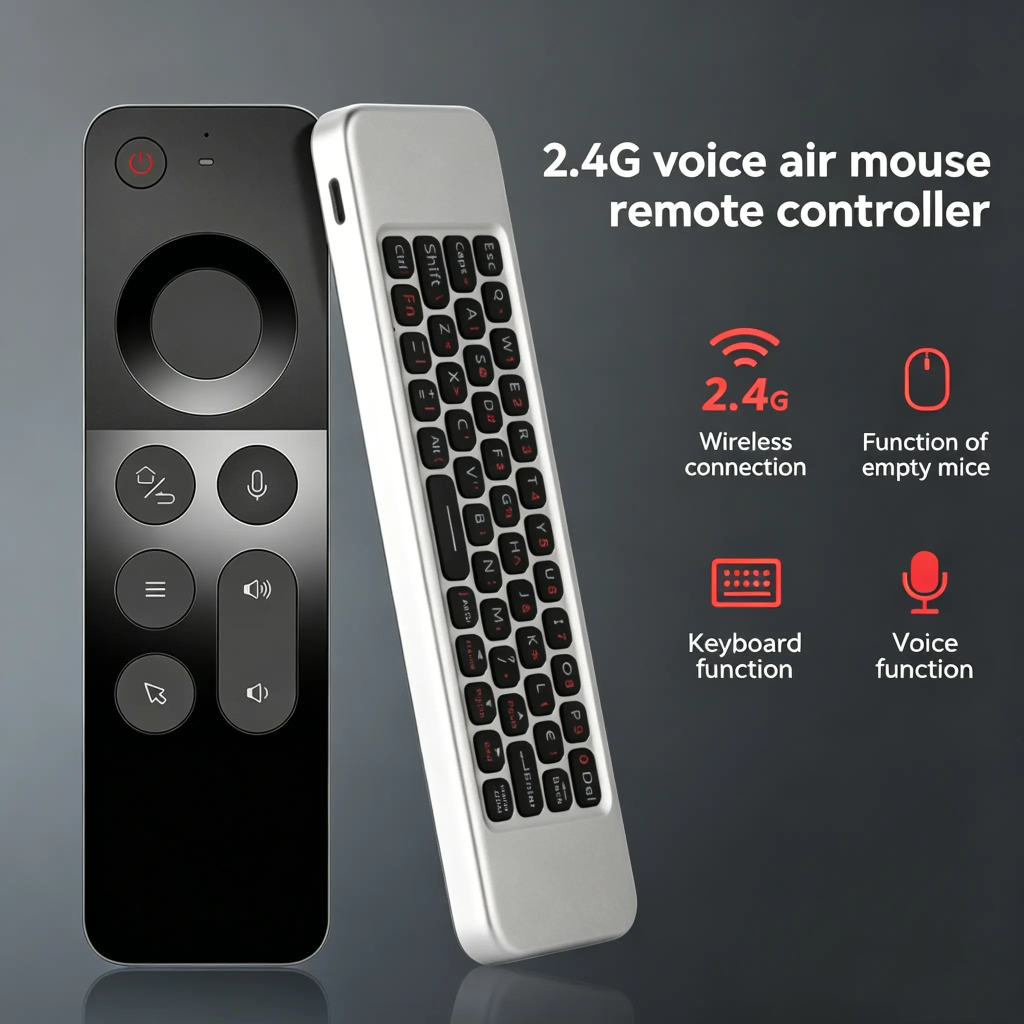 Universal Smart Remote Control, 2.4g Wireless Voice Air Mouse, USB Receiver & Keyboard, IR Learning, for Android TV Box, Tablet, Projector, Infrared Remote Control