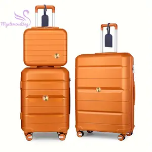 Bags&suitcases Somago 3 Pieces Travel Luggage Set (14/20/24) Hard Shell Polypropylene Lightweight with 4 Double 360 Degrees Mute Spinner Wheels TSA Lock YKK Zipper for Business Woman Man (Sunset Orange)