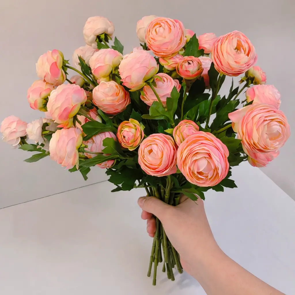 【Back to School】20 Stems Artificial Ranunculus Flowers, Blush Pink Faux Silk Flower Bouquet for Wedding & Home Decor summerwins,summerwins