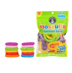 Mosquito Repellent Bracelets - Wearable Bug Repellent Bands for Kids and Adults, DEET-Free, Plant-Based Essential Oils, Up to 300 Hours, Outdoor Activities, Camping and Hiking, 12 Pack
